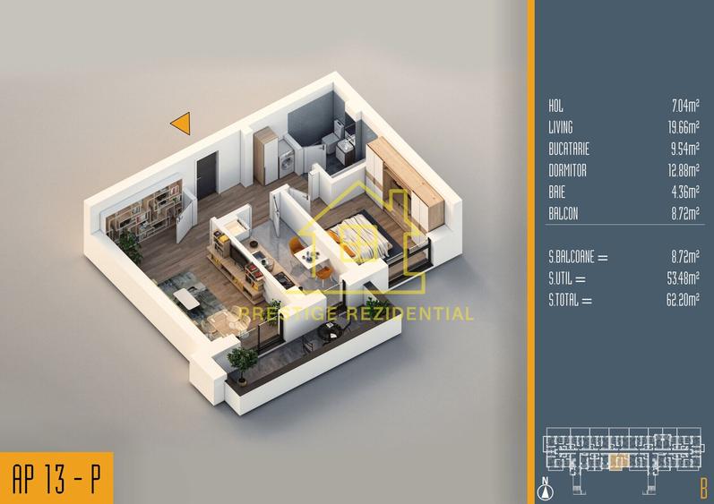 Apartament cu 2 camere în Theodor Pallady