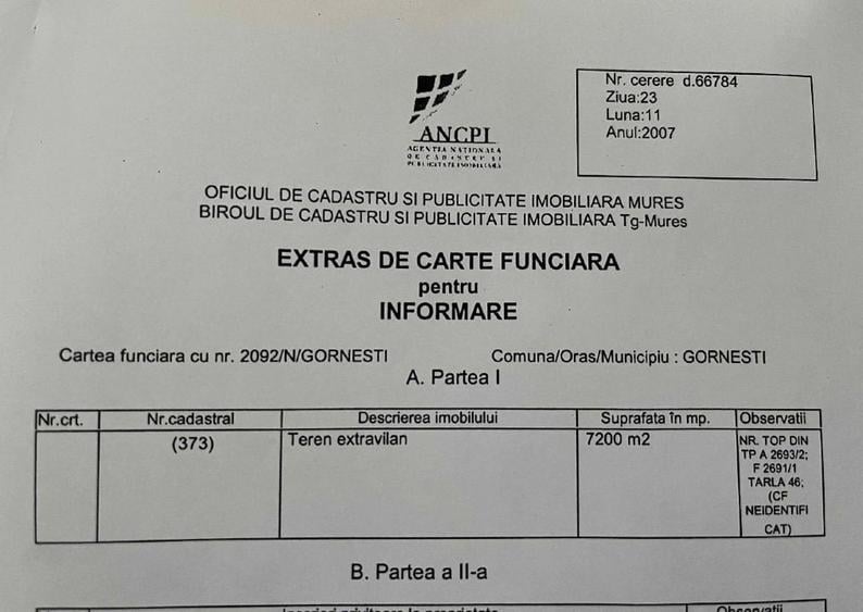 Teren extravilan de 7200 mp, în Gornești
