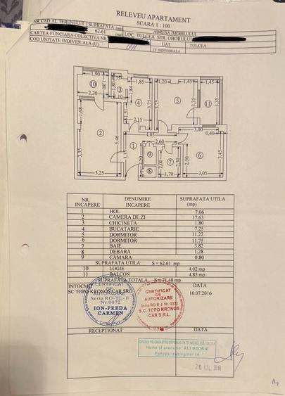 Apartament cu 3 camere decomandat în Central