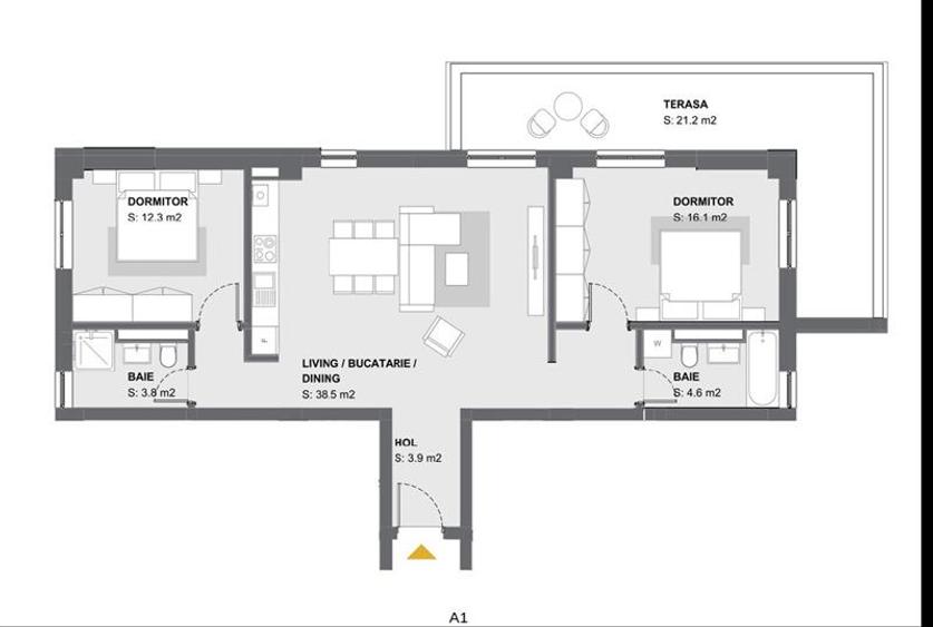 Apartament cu 3 camere nedecomandat în Aradului