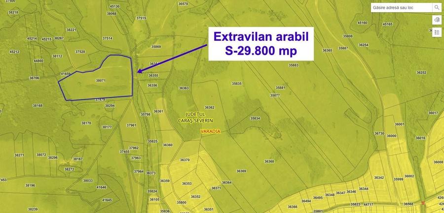 Teren agricol extravilan de 29800 mp, în Vărădia