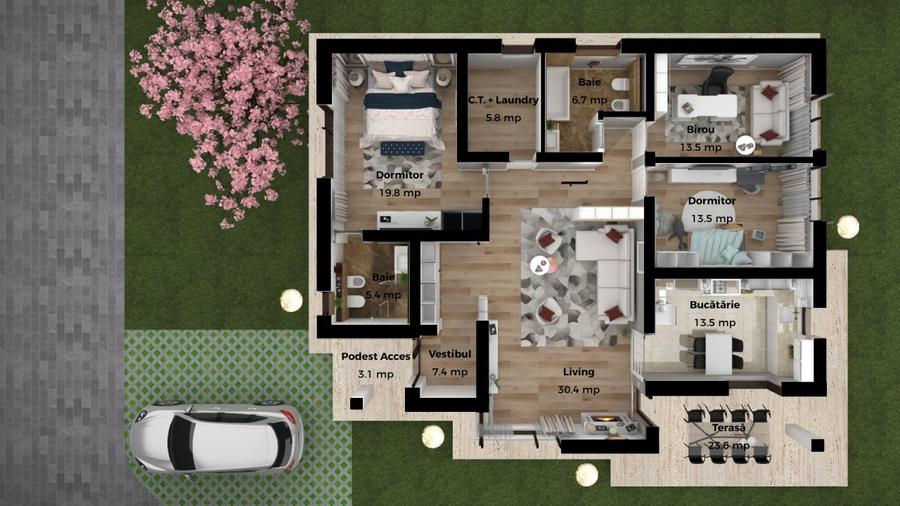 Casă individuală cu 4 camere cu Teren 480 Mp în Corbeanca