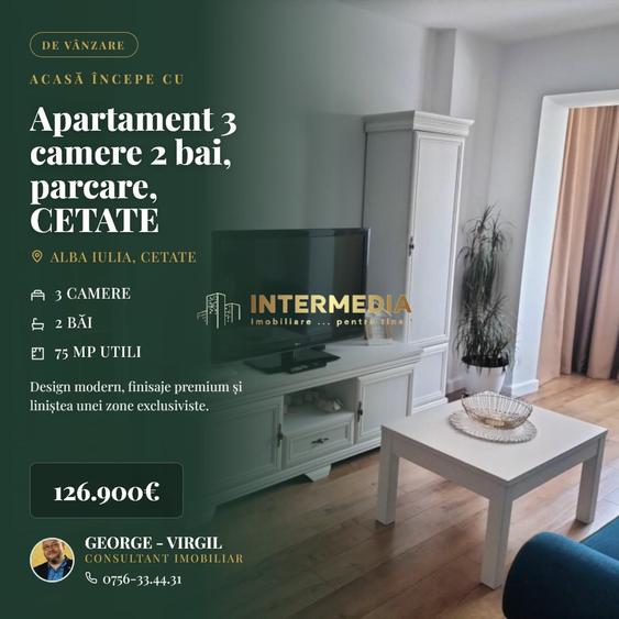 Apartament cu 3 camere decomandat, mobilat în Cetate