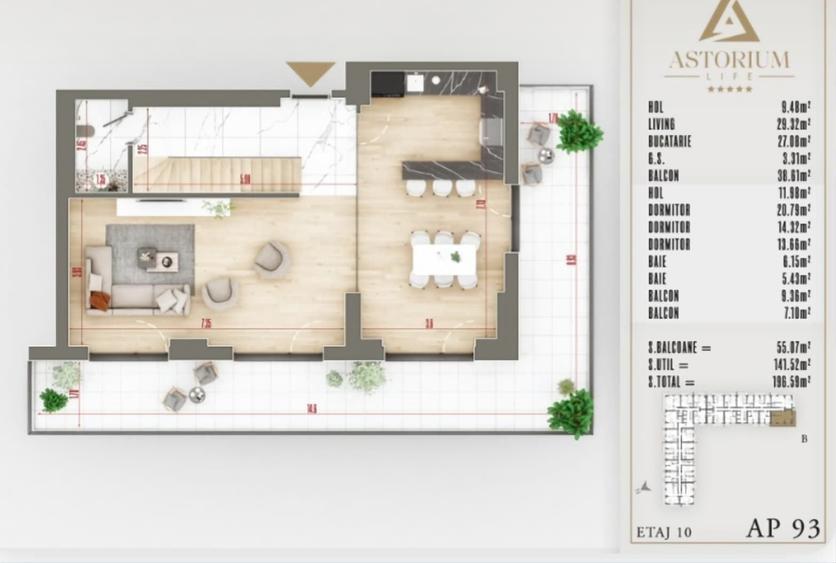 PENTHOUSE PESTE 141MP. UTILI IN PROIECTUL ASTORIUM LIFE! - 3