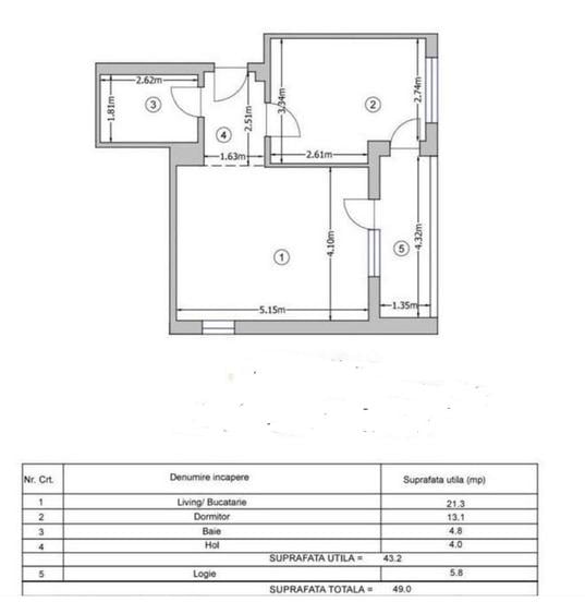 Apartament cu 2 camere semidecomandat în Apărătorii Patriei