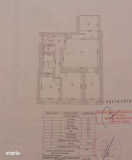 Apartament cu 3 camere decomandat, mobilat în Tei