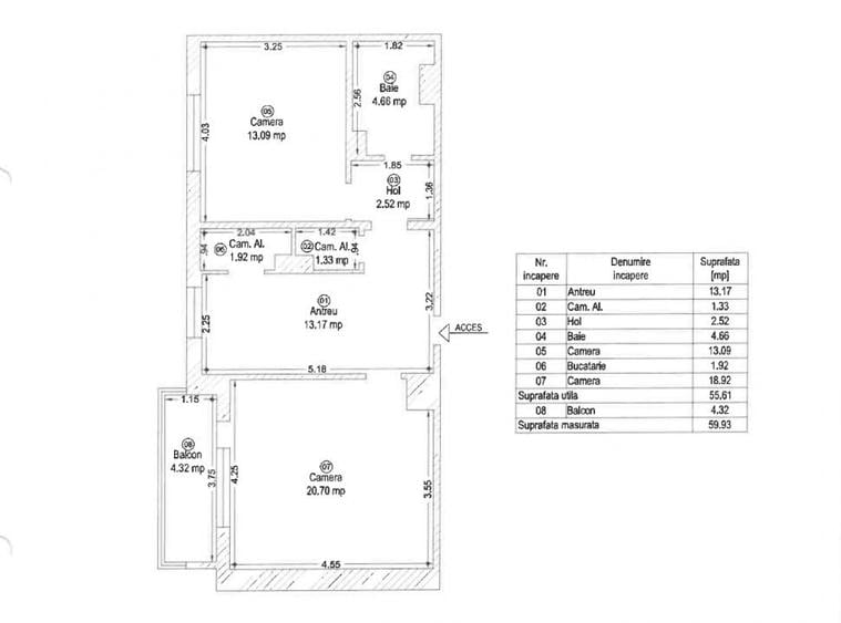 Apartament cu 2 camere decomandat în Steaua