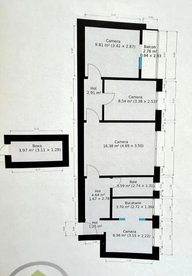 Apartament 4 camere, mobilat/utilat cu boxa in CF - zona Dacia - 11