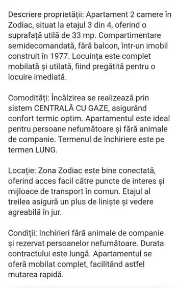 Apartament cu 2 camere semidecomandat în Tomis Nord