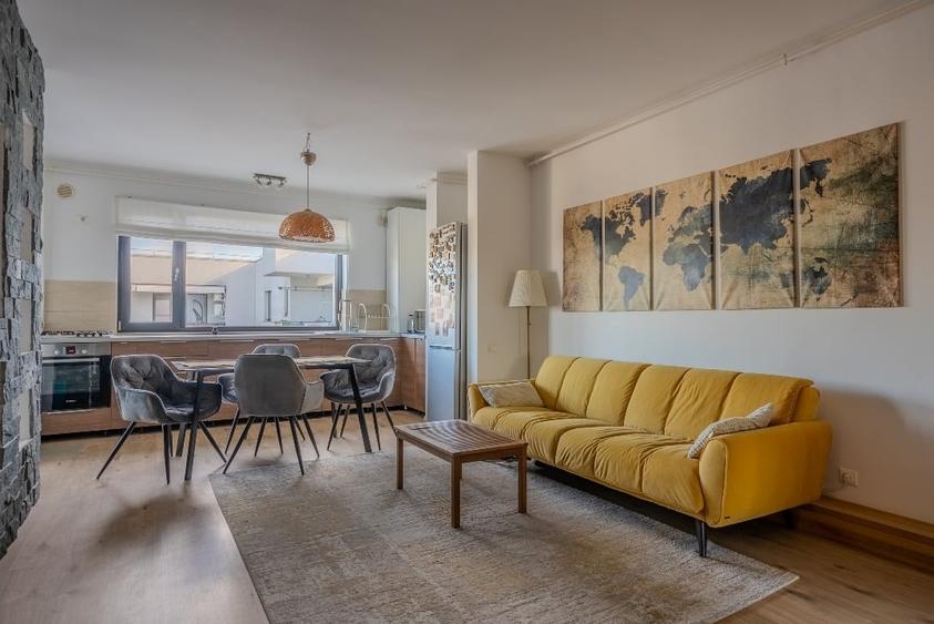 Apartament cu 2 camere semidecomandat, mobilat în Băneasa