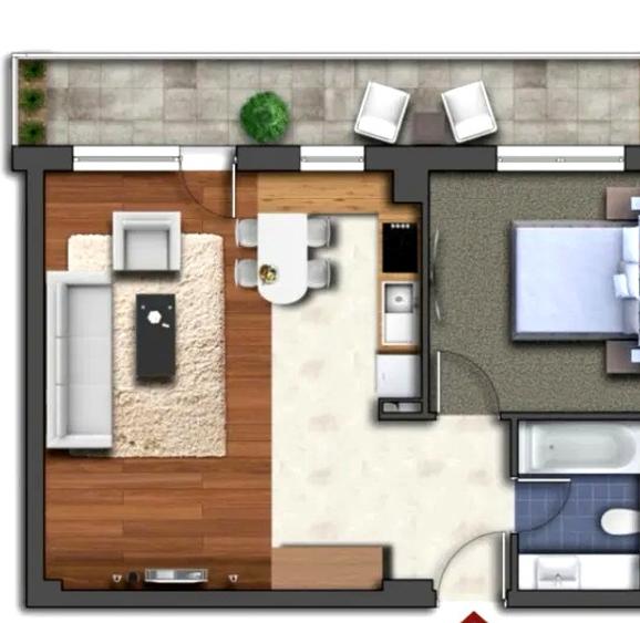 Apartament cu 2 camere semidecomandat, mobilat în Iris