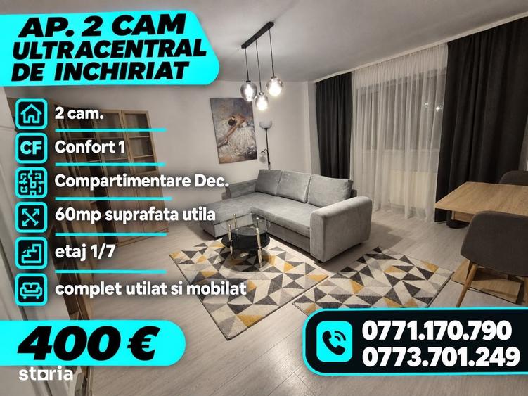 Apartament cu 2 camere decomandat în Central