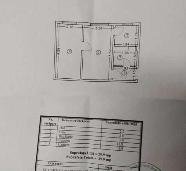 Apartament cu 2 camere semidecomandat în Brotăcei