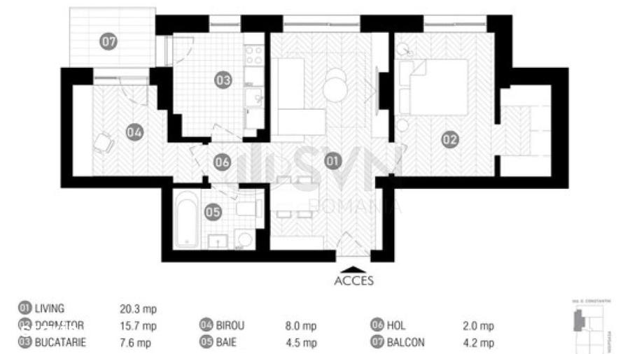 Apartament cu 3 camere în Băneasa