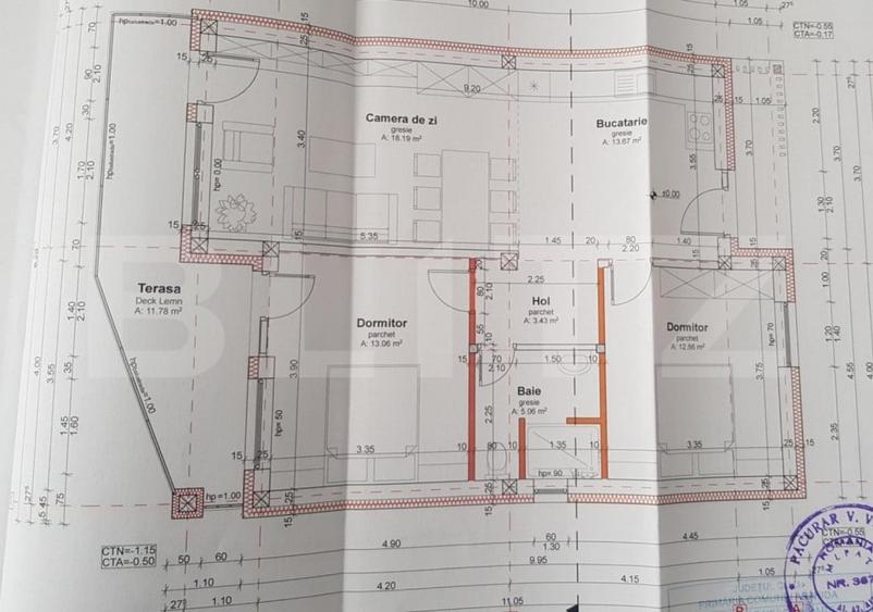 Casă individuală cu 3 camere cu Canalizare în Câmpenești