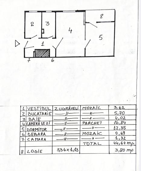 Apartament cu 2 camere semidecomandat în Timpuri Noi