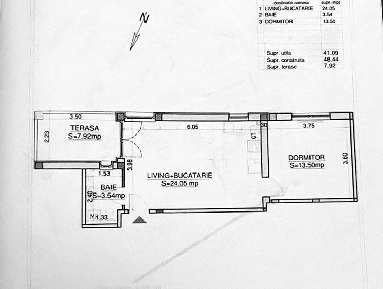 Apartament cu 2 camere decomandat în Exterior Vest