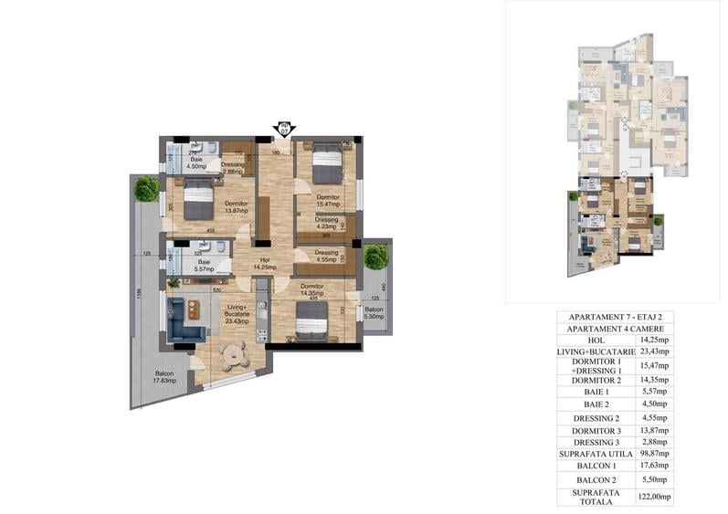 Apartament cu 4 camere decomandat în Brâncoveanu