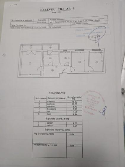 Apartament cu 3 camere semidecomandat în Valea Lupului