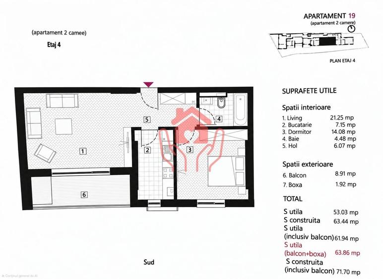 Apartament cu 2 camere decomandat în Eminescu