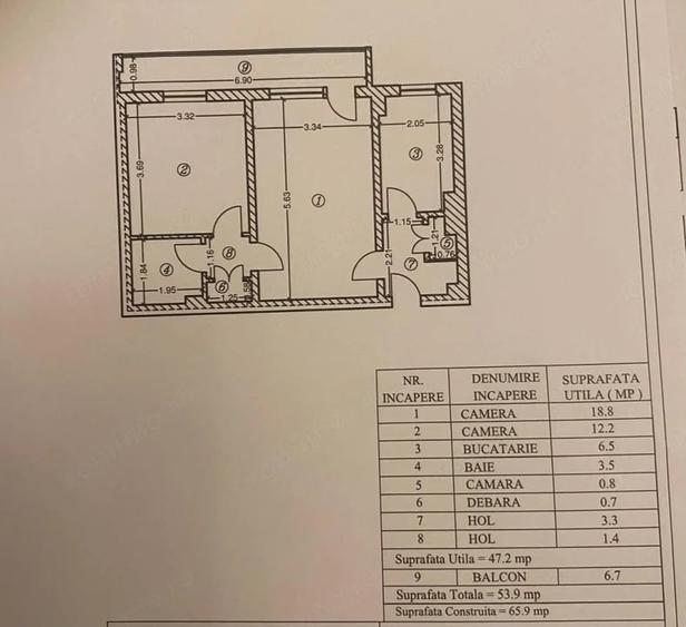 Apartament cu 2 camere semidecomandat în Nord