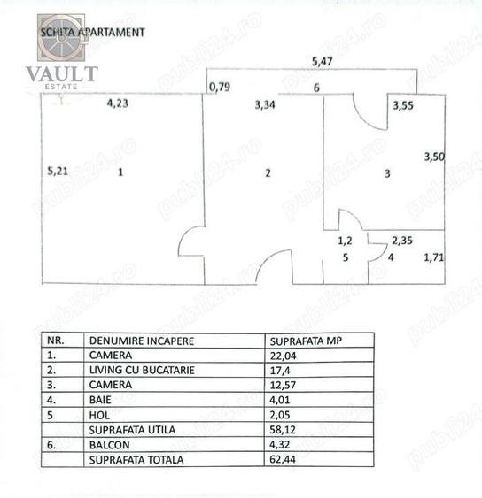 Apartament cu 2 camere semidecomandat, mobilat în Nerva Traian