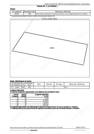 Teren de 679 mp, în Exterior Vest