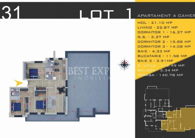 Apartament cu 4 camere decomandat în Titan