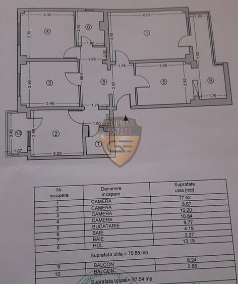 Apartament cu 4 camere decomandat, mobilat în Dacia