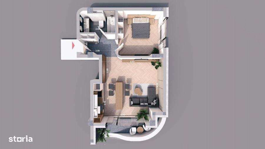 Apartament cu 2 camere în Rediu