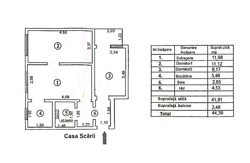 Apartament cu 3 camere în Micro 40