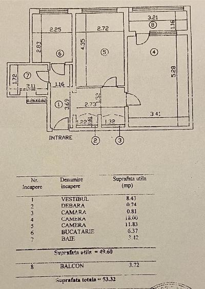 Apartament cu 2 camere decomandat în Teiul Doamnei