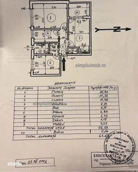 Apartament cu 3 camere decomandat în Berceni