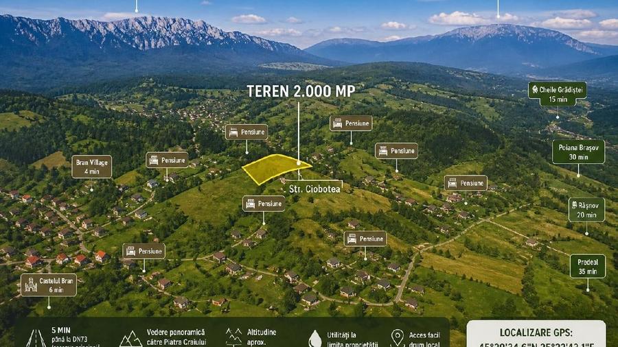 Teren agricol extravilan de 2000 mp, în Bran