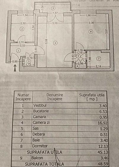 Apartament cu 2 camere nedecomandat în Titan