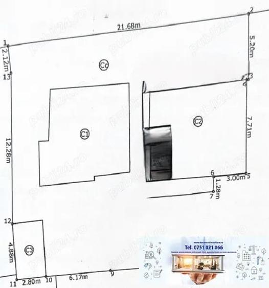 Casă cu 2 camere cu Teren 349 Mp în Micro 17