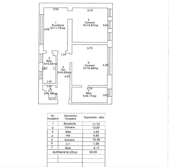 Apartament cu 2 camere decomandat în Ultracentral