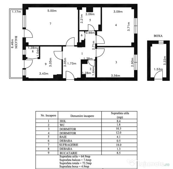 Apartament cu 3 camere decomandat în Ultracentral