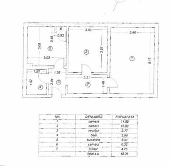 Apartament cu 2 camere în 1 Decembrie 1918