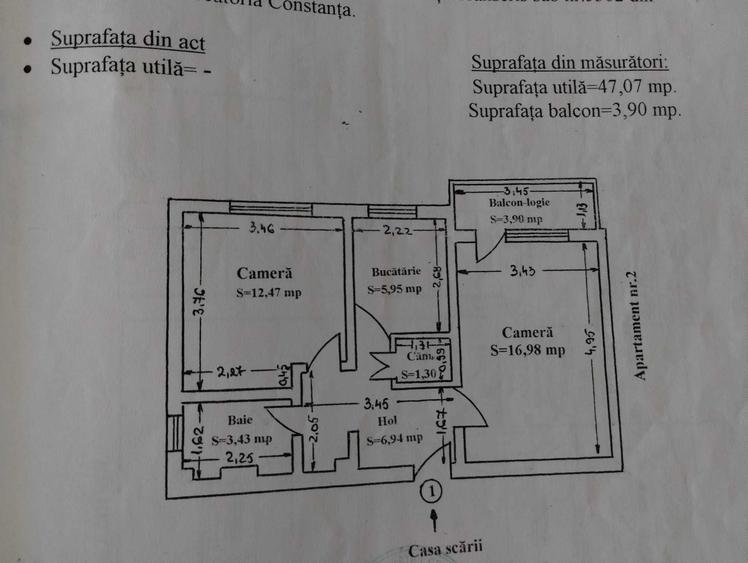 Apartament cu 2 camere decomandat în CET