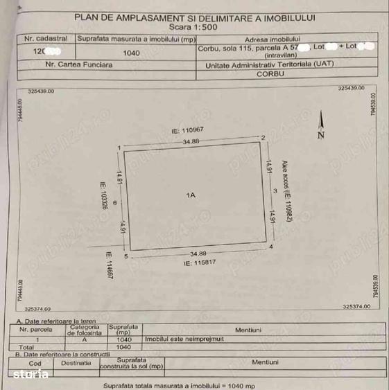 Teren de 1040 mp, în Exterior Vest