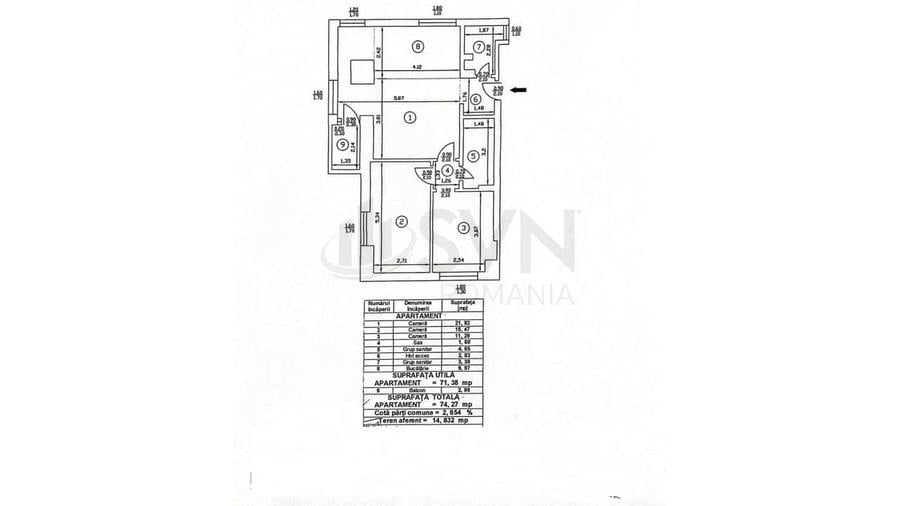 Apartament cu 3 camere decomandat, mobilat în P-ța Victoriei