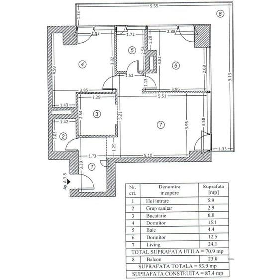 Apartament cu 3 camere decomandat în Floreasca