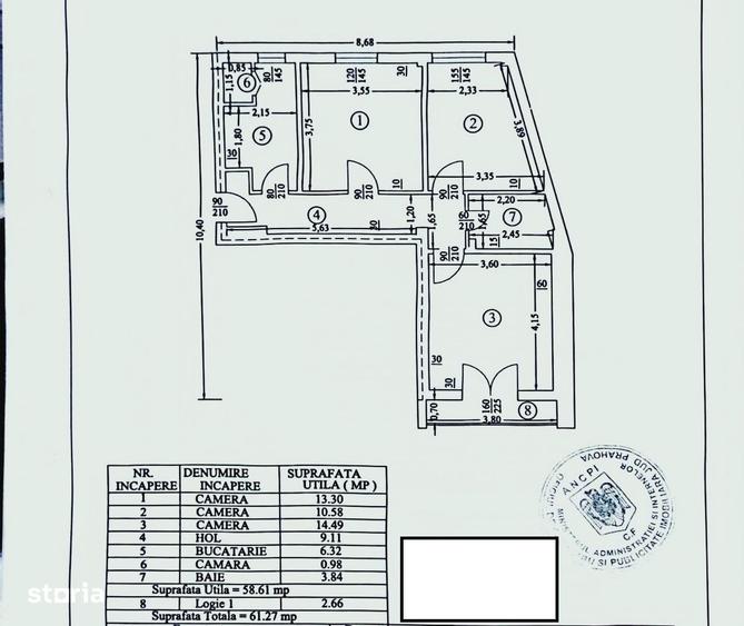 Apartament cu 3 camere în Central