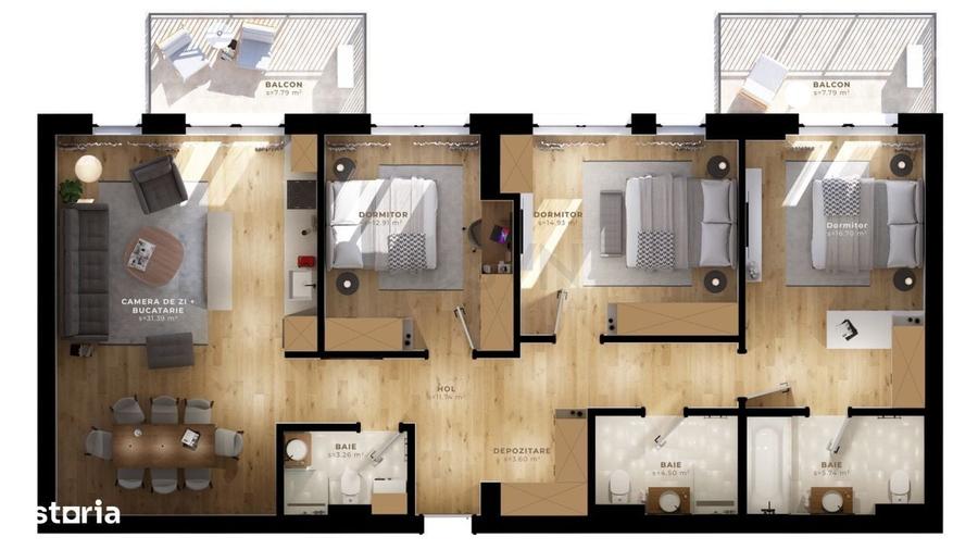 Apartament cu 4 camere în Tunari