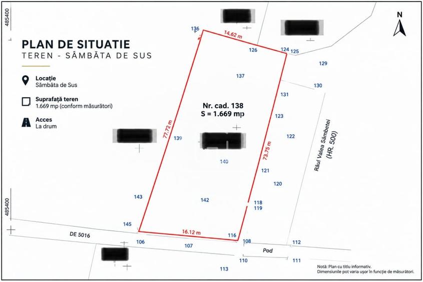 Teren Construcții intravilan de 1650 mp, în Sâmbăta de Sus