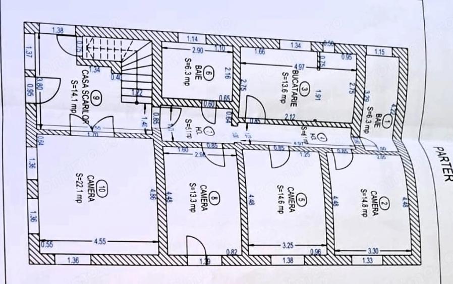Casă cu 5 camere cu Teren 350 Mp în Central