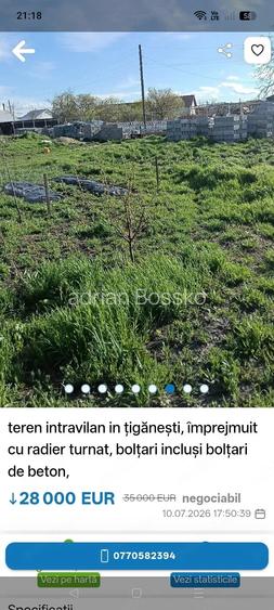 teren intravilan in ?igane?ti,la 5 minute de Tecuci,imprejmuit, bol?ari inclu?i bol?ari de beton,