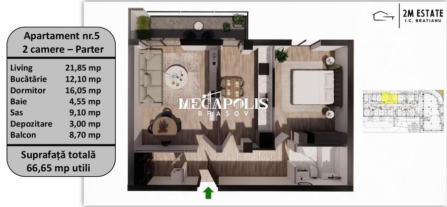 Apartament cu 2 camere decomandat în Tractorul — fotografia 3