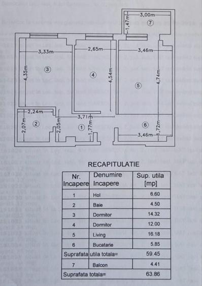 Apartament cu 3 camere decomandat în Vișan